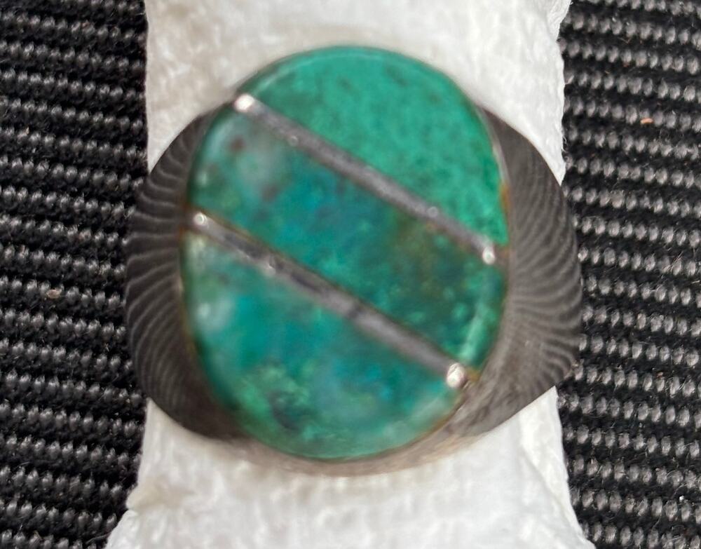 Vintage Sterling Silver Turquoise Ring Mexico Native American Running Bear 16g